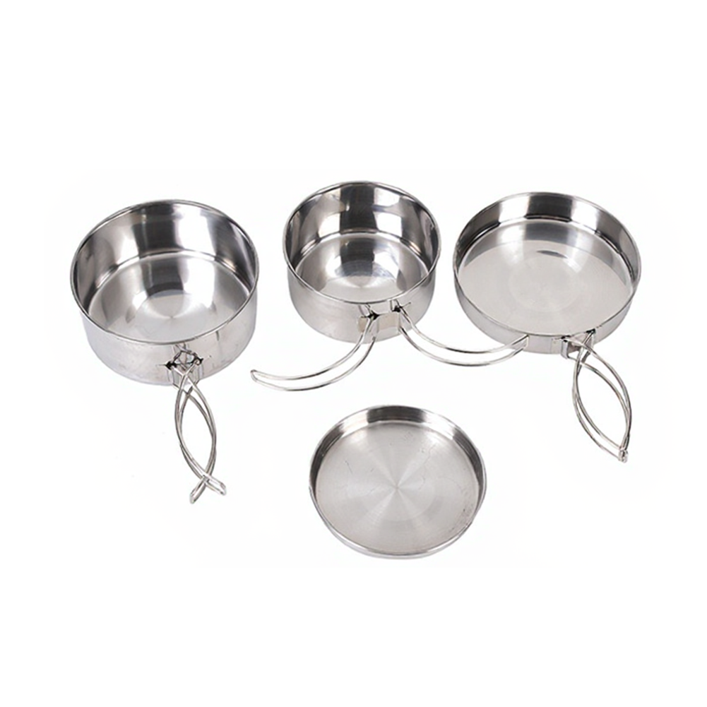 Nesting Camping Cooking Set - 4-Piece Stainless Steel Outdoor Cooking Set