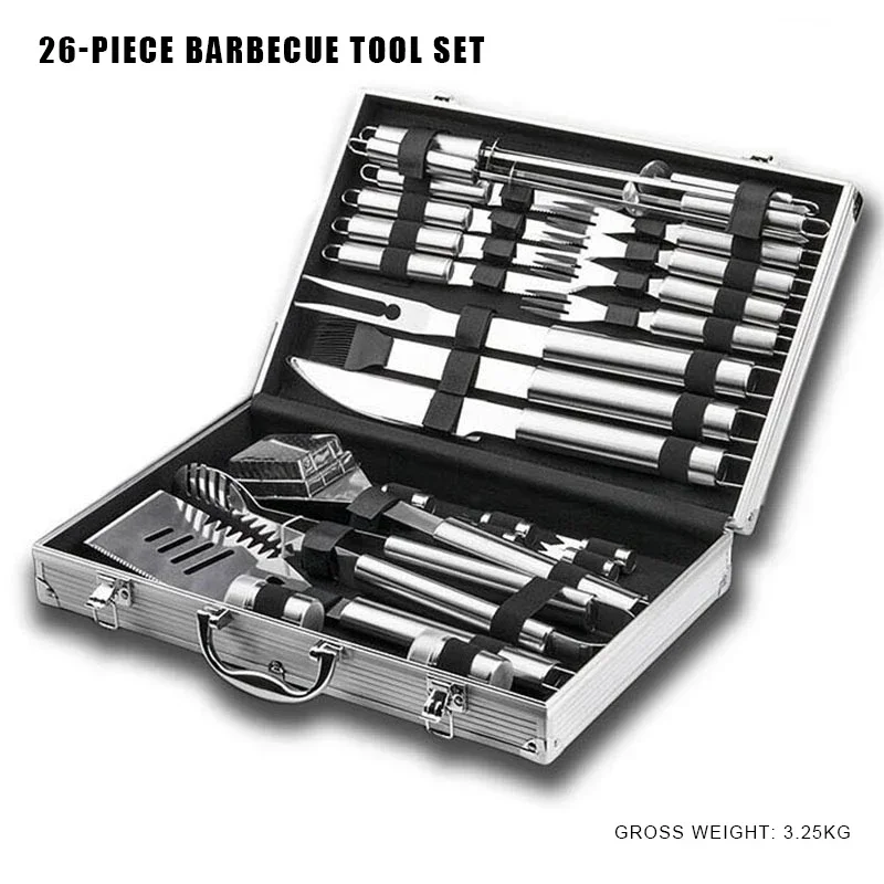 Camping Cooking Kit Box - 26PCS/Set Stainless Steel BBQ Tools 26Pcs