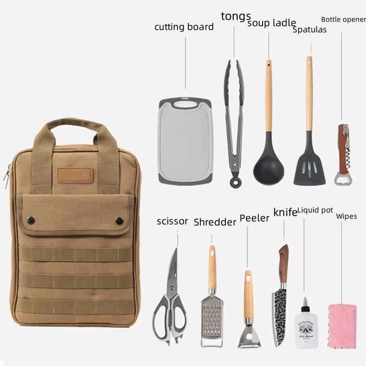 Camping Cooking Set With Bag - Camping Cooking Utensils Accessories Set, 12