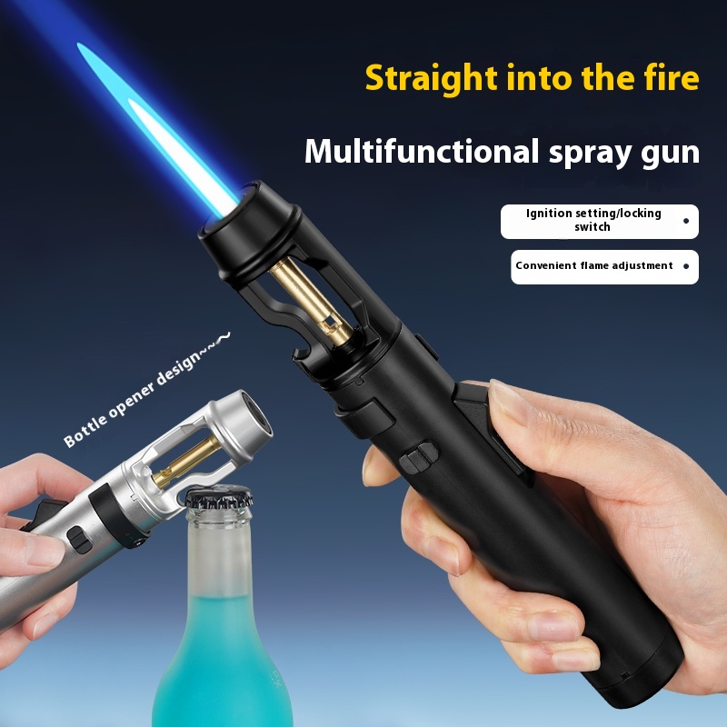 Camping Cooking With Gas - Metal Windproof Jet Flame Lighter, Adjustable