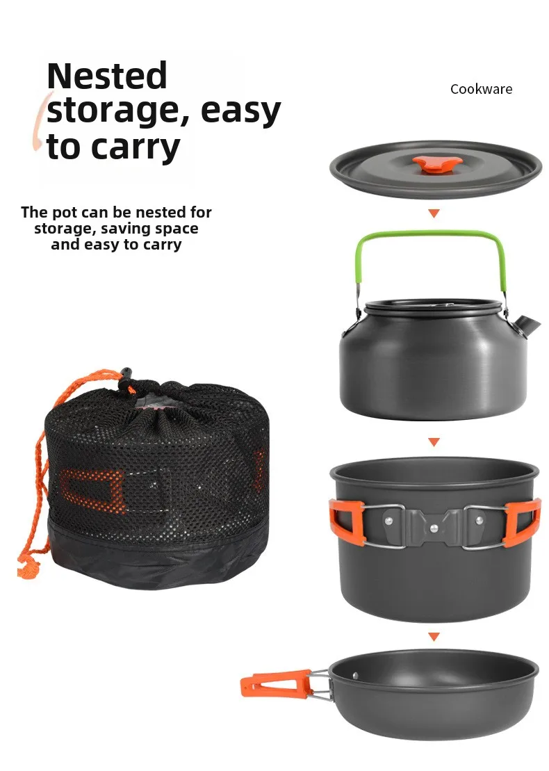 Nesting Camping Cooking Set - DS-308 Outdoor large capacity cooking kit