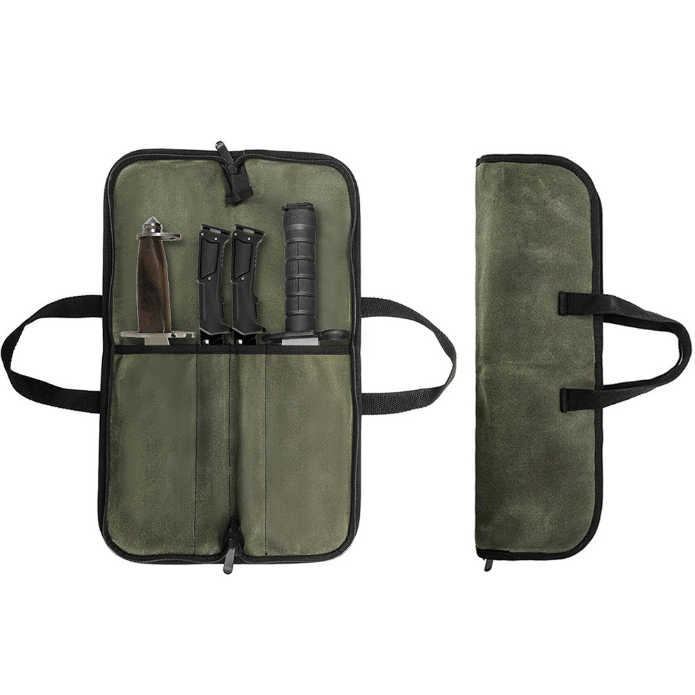Camping Cooking Bag - Waxed Canvas Knife Roll Bag Multi