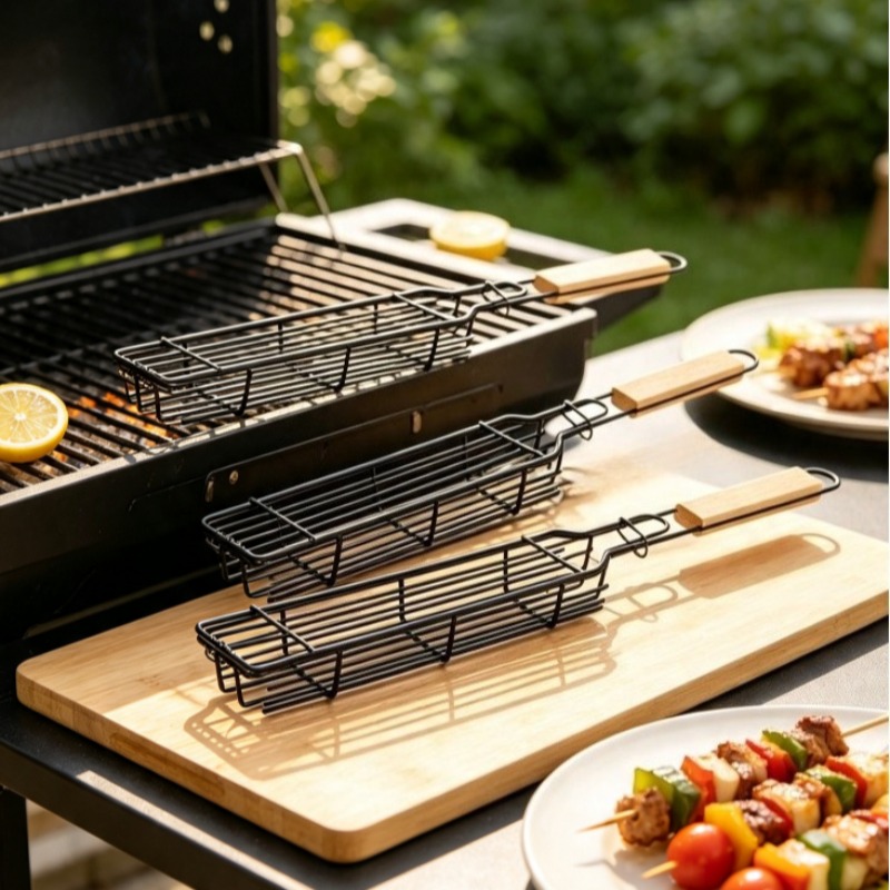 Nesting Camping Cooking Set - 2/3 pcs Grill Baskets Stainless Steel