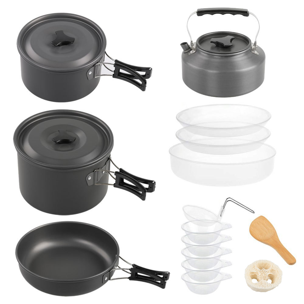 Nesting Camping Cooking Set - Outdoor large cooking set, 2-4 person