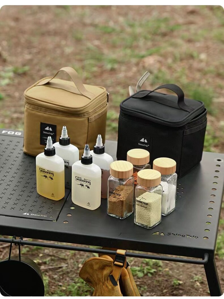 Camping Cooking Set With Bag - Seasoning Bottle Set Portable Storage Bag