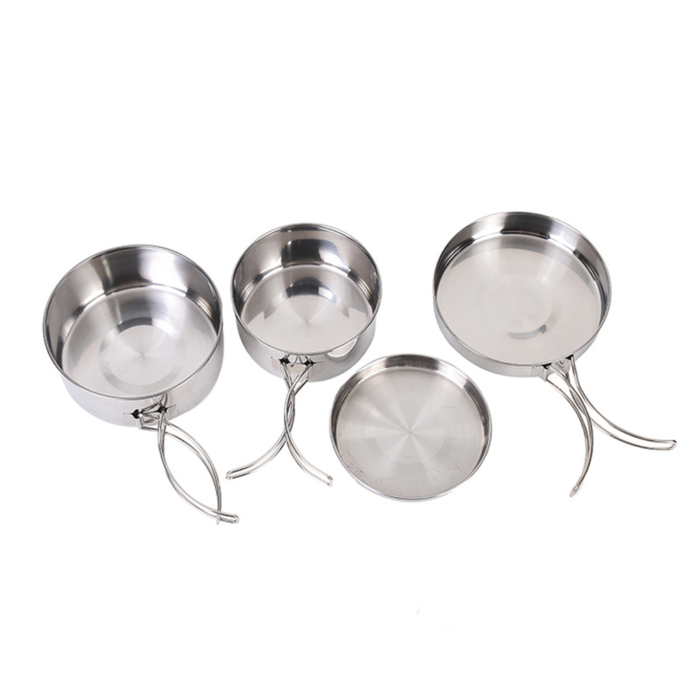 4-Piece Stainless Steel Outdoo - Nesting Camping Cooking Set 评论和价格