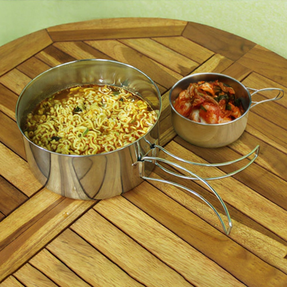 4-Piece Stainless Steel Outdoo - Nesting Camping Cooking Set 评论和价格