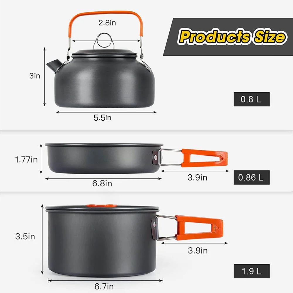 Outdoor camping cooking set, n - Nesting Camping Cooking Set 评论和价格