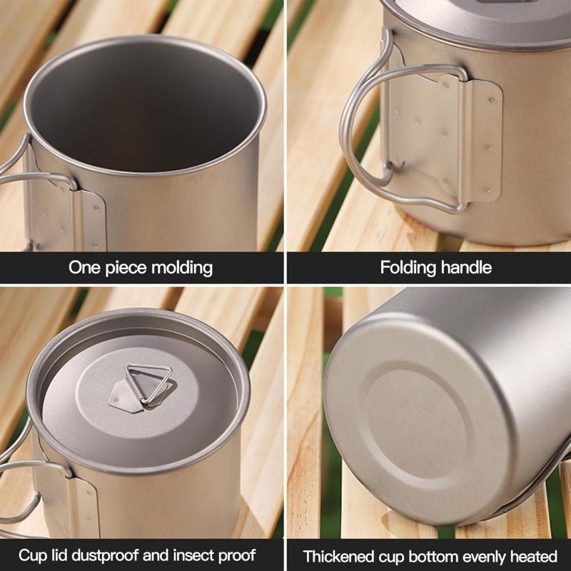Titanium Camping Mug with Fold - Camping Cooking Set With Bag 评论和价格