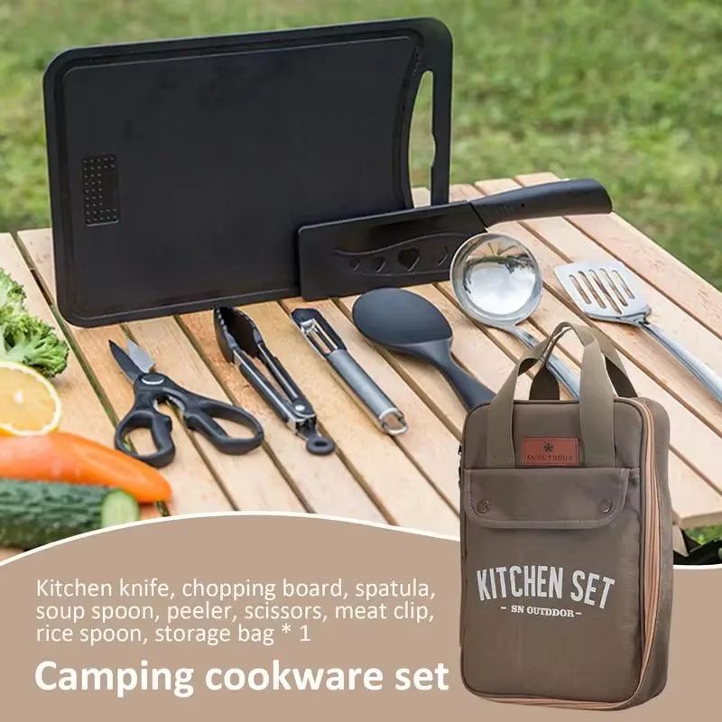 8pcs Camping Kitchen Cookware  - Camping Cooking Set With Bag 评论和价格