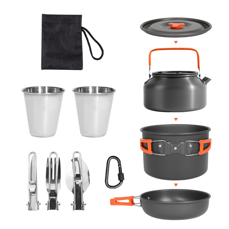 DS-308 Outdoor large capacity  - Nesting Camping Cooking Set 评论和价格