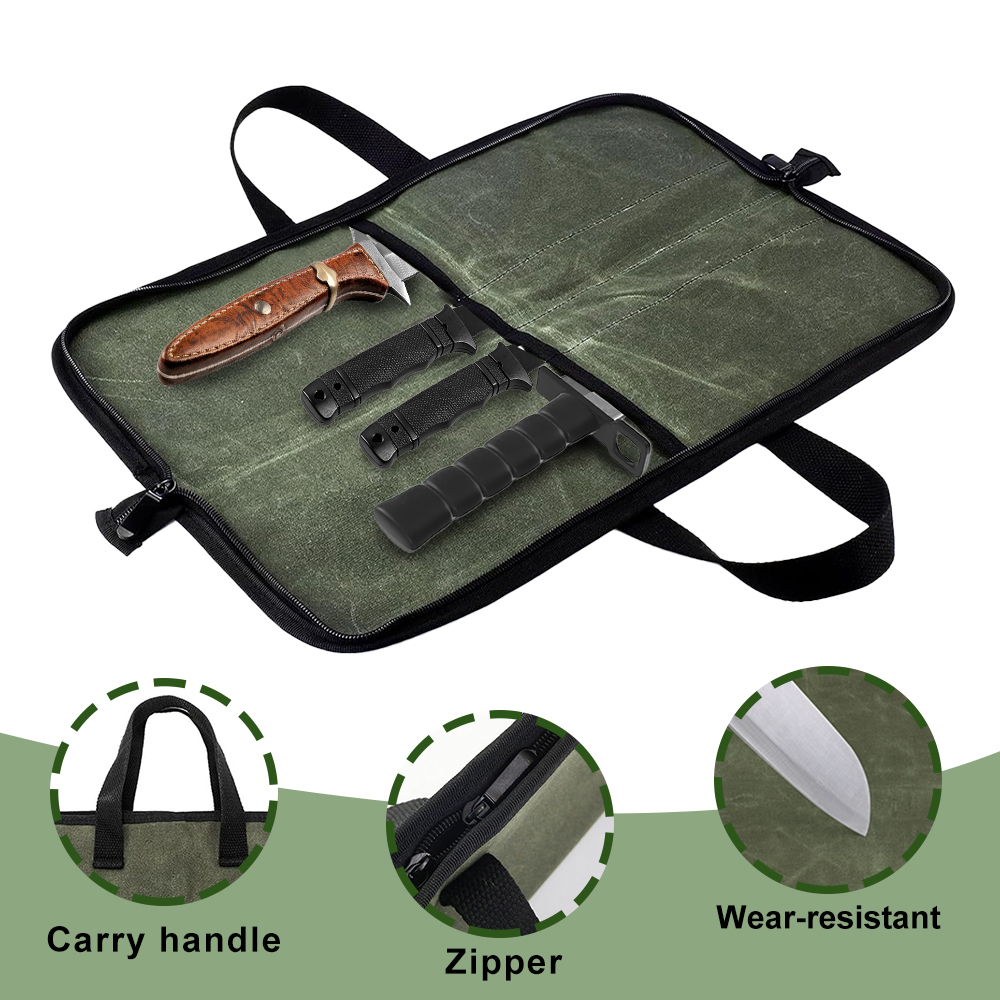 Waxed Canvas Knife Roll Bag Mu - Camping Cooking Bag 评论和价格