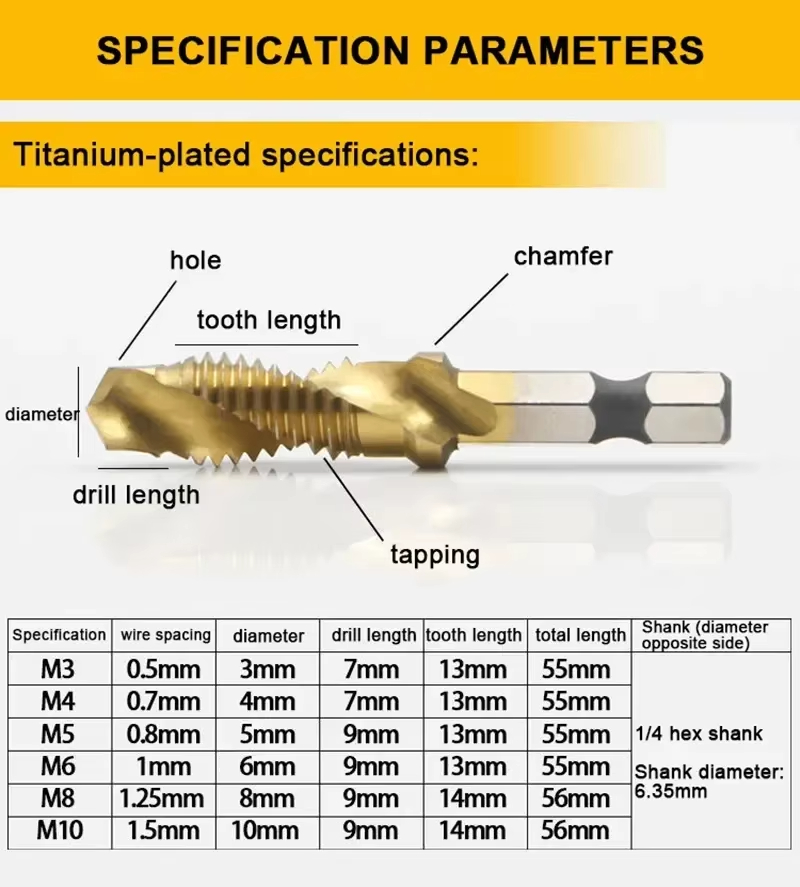 6PCS Metric Titanium Drill Tap - Mess Kit Titanium 评论和价格