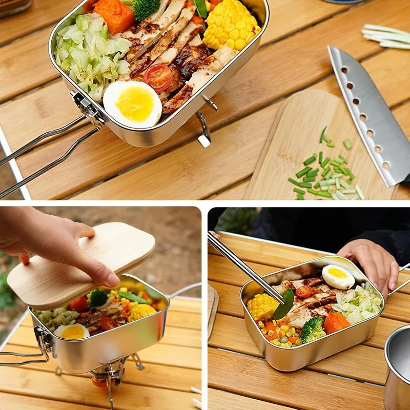 304 Stainless Steel Lunch Box  - Mess Kit Titanium 评论和价格