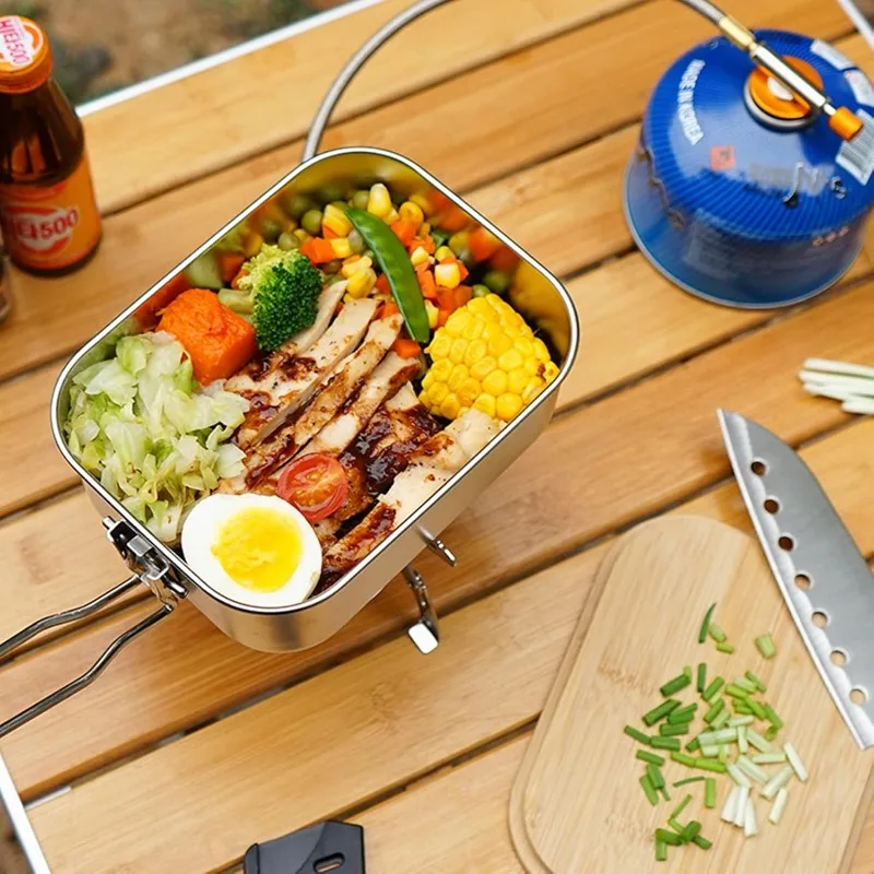 304 Stainless Steel Lunch Box  - Mess Kit Titanium 评论和价格