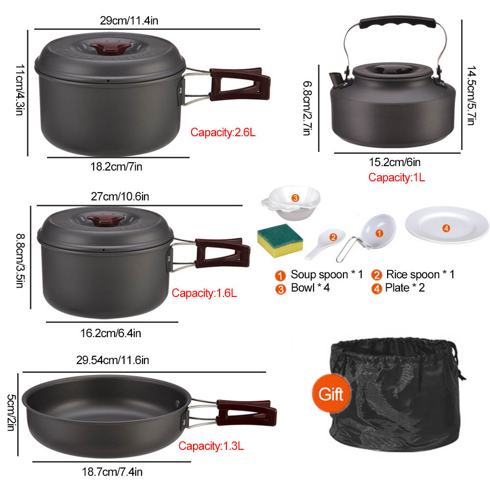 Outdoor cooking 3-4 person pic - Camping Cooking Set With Bag 评论和价格