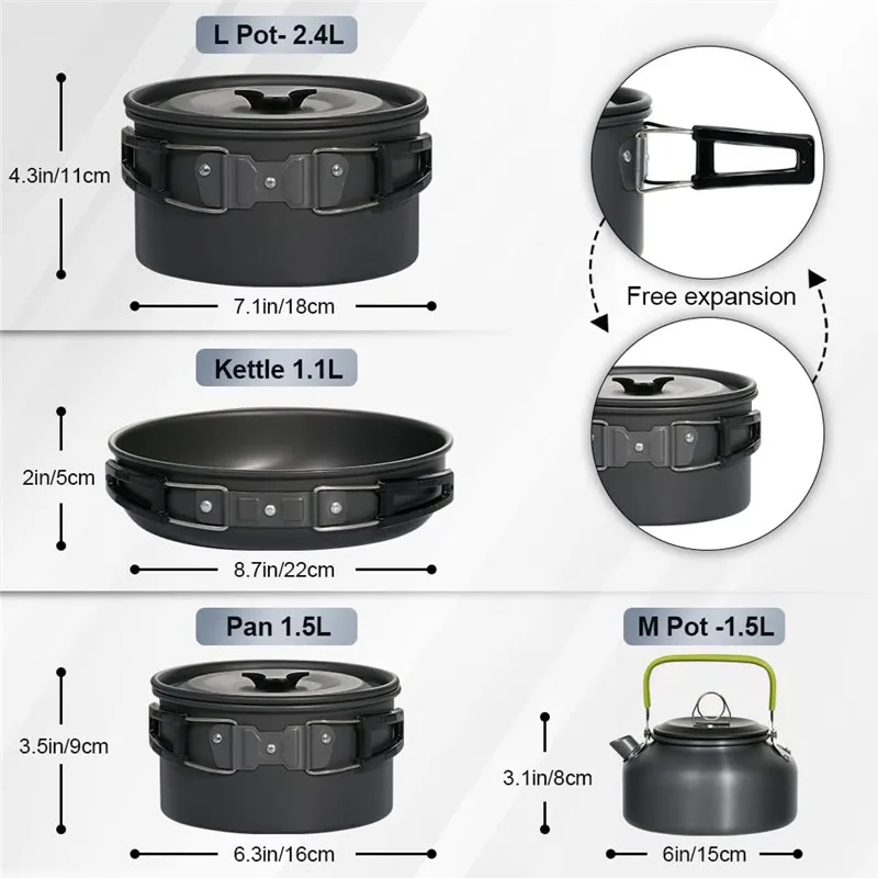Portable Camping Cookware Set  - Nesting Camping Cooking Set 评论和价格