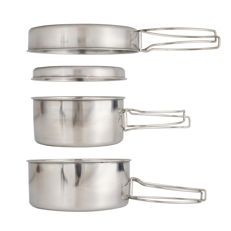 CLS 4-Piece Stainless Steel Ca - Nesting Camping Cooking Set 评论和价格