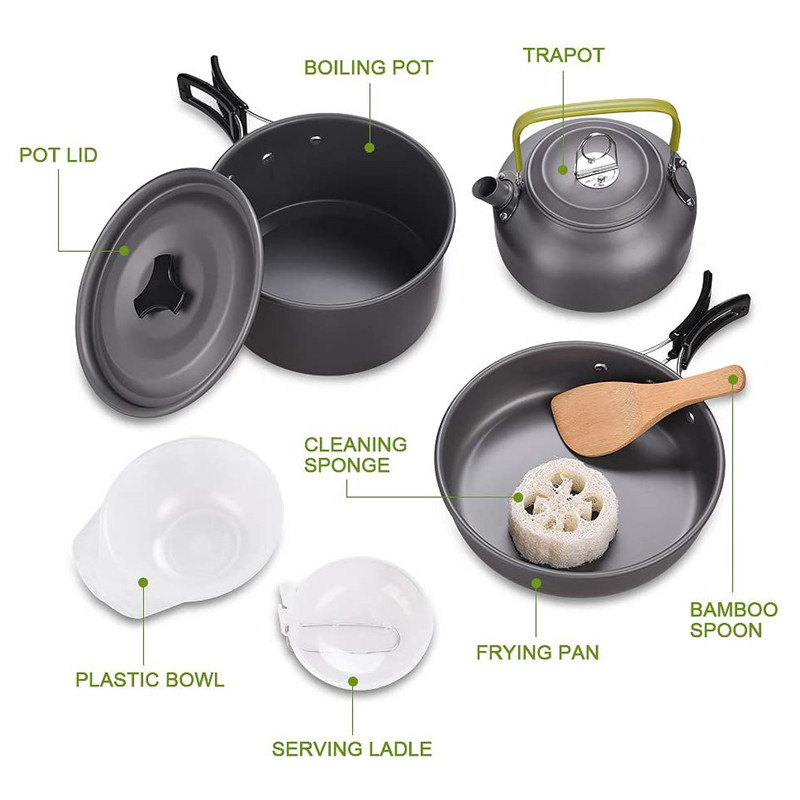 Outdoor Camping Cookware Kit A - Camping Cooking Kit Box 评论和价格